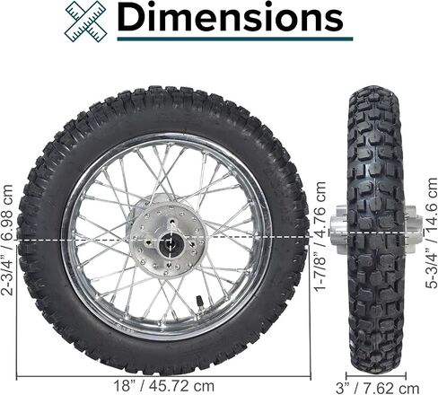 AlveyTech 12"(3.00-12) Complete Rear Wheel Assembly for 70cc-125cc Dirt Bikes (Version 1) - Durable Rubber Tire/Tube with Bearing & Hub, Replacement for Coolster SSR & Honda XR50/CRF50 Dirt Bike Parts in Saudi Arabia