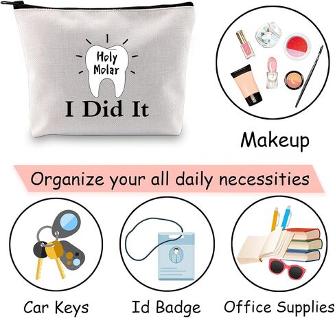 JXGZSO Dentist Cosmetic Bag Dental Hygienist Graduation Gift Dentist Assistant Merch Holy Molar I Did It Dental Surgeon Gifts in Saudi Arabia