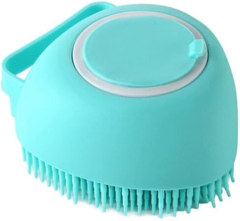 فرشاة حمام للكلاب والقطط، مشط سيليكون للعناية بالحيوانات الأليفة، شامبو للاستحمام، موزع تدليك، فرشاة استحمام للكلاب والقطط ذات الشعر القصير والطويل (أزرق على شكل قلب) in Kuwait