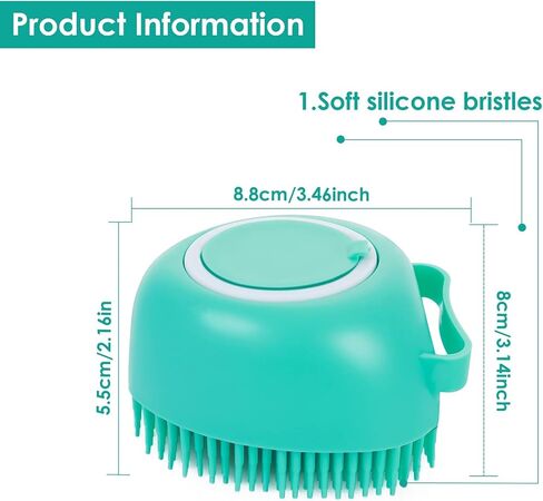 فرشاة حمام للكلاب والقطط، مشط سيليكون للعناية بالحيوانات الأليفة، شامبو للاستحمام، موزع تدليك، فرشاة استحمام للكلاب والقطط ذات الشعر القصير والطويل (أزرق على شكل قلب) in Kuwait