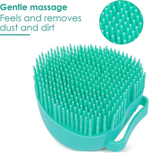 فرشاة حمام للكلاب والقطط، مشط سيليكون للعناية بالحيوانات الأليفة، شامبو للاستحمام، موزع تدليك، فرشاة استحمام للكلاب والقطط ذات الشعر القصير والطويل (أزرق على شكل قلب) in Kuwait