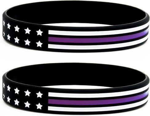 Thin Purple Line Flag Bracelets (6-pack) - Security Guard Gifts and Accessories, Apparel Gear For Security Guards and Security Professionals - Bulk Pack of 6 Silicone Rubber Wristbands for in Kuwait
