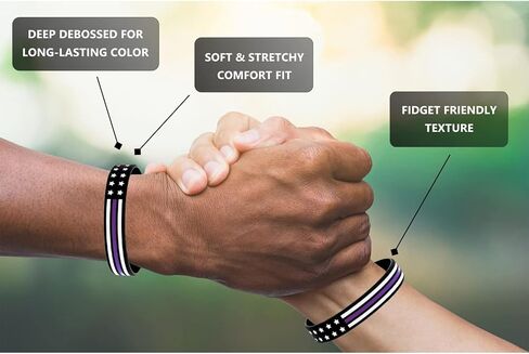 Thin Purple Line Flag Bracelets (6-pack) - Security Guard Gifts and Accessories, Apparel Gear For Security Guards and Security Professionals - Bulk Pack of 6 Silicone Rubber Wristbands for in Kuwait