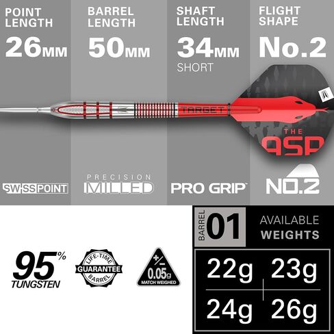 مجموعة سهام الهدف Nathan Aspinall Gen 2 95% Tungsten Swiss Point Steel Tip Darts in Saudi Arabia