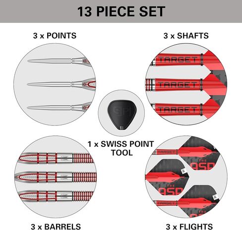 مجموعة سهام الهدف Nathan Aspinall Gen 2 95% Tungsten Swiss Point Steel Tip Darts in Saudi Arabia