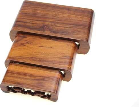 أثاث شرقي، خشب الورد الصيني، خشب الماجوني الصلب، حامل عرض خشبي صغير، قاعدة خشبية مستطيلة الشكل مع 3 قطع منحوتة تُباع حسب المجموعة (خشب الورد (3 قطع/مجموعة)) in Kuwait