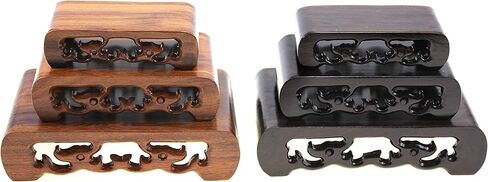 أثاث شرقي، خشب الورد الصيني، خشب الماجوني الصلب، حامل عرض خشبي صغير، قاعدة خشبية مستطيلة الشكل مع 3 قطع منحوتة تُباع حسب المجموعة (خشب الورد (3 قطع/مجموعة)) in Kuwait