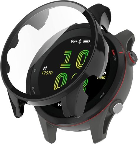 غطاء حماية كامل للساعة من MOTONG PC واقي شاشة من الزجاج المقسى متوافق مع Garmin Forerunner 255 (PC أسود) in Saudi Arabia