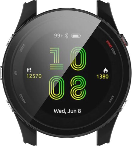 غطاء حماية كامل للساعة من MOTONG PC واقي شاشة من الزجاج المقسى متوافق مع Garmin Forerunner 255 (PC أسود) in Saudi Arabia