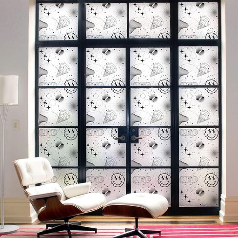 DKTIE 14 Patterns Window Privacy Film Frosted Glass Window Film Sun Blocking Window Tinting Film Static Cling Bathroom Door Covering Heat Blocker Decorative Sticker (CTBLT191, 35.4 x 78.7 Inch) in Kuwait