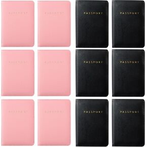 12 Pcs Passport Holder Cover Waterproof Leather Travel Wallet Passport Case for Women Men Family(Black, White) in Saudi Arabia