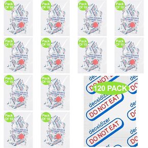 120-Pack 100cc Oxygen Absorbers for Food Storage - Vacuum Sealed in 10-Packs with Oxygen Indicator, Food Grade - Compatible with Mylar Bags, Mason Jars, Pantry Storage in Saudi Arabia
