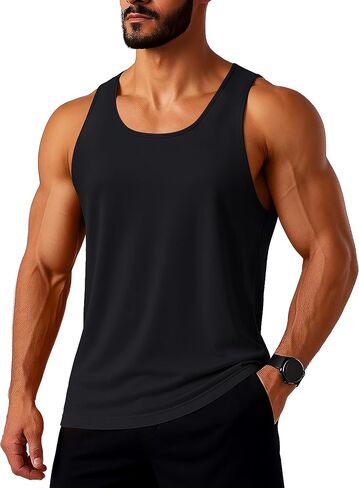 TACVASEN MENS تجريب الخزان أعلى upf 80+ y-back muscle قمصان سريعة جافة بلا أكمام قميص لسباحة الشاطئ الرياضي الرياضي الرياضي in Kuwait