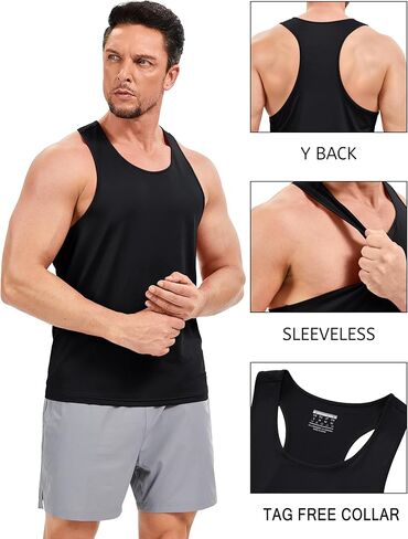 TACVASEN MENS تجريب الخزان أعلى upf 80+ y-back muscle قمصان سريعة جافة بلا أكمام قميص لسباحة الشاطئ الرياضي الرياضي الرياضي in Kuwait