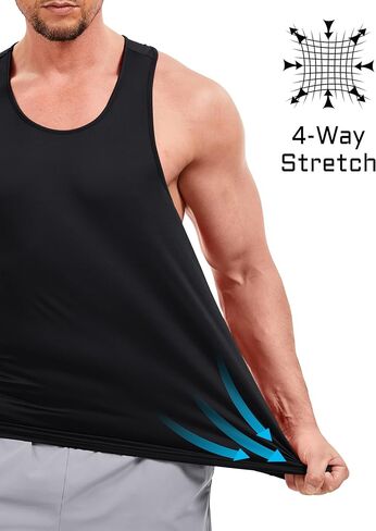 TACVASEN MENS تجريب الخزان أعلى upf 80+ y-back muscle قمصان سريعة جافة بلا أكمام قميص لسباحة الشاطئ الرياضي الرياضي الرياضي in Kuwait