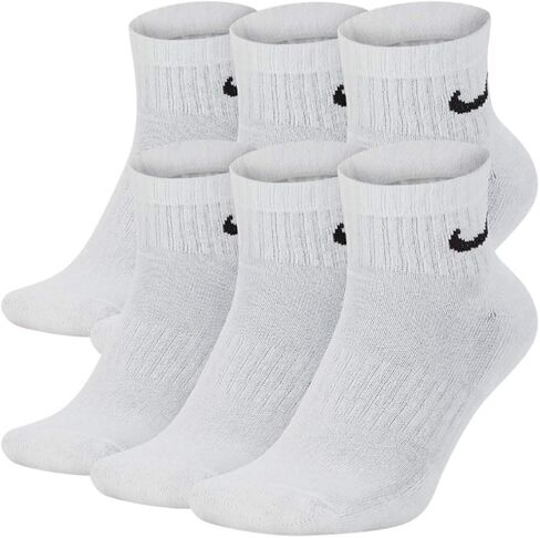 Nike Men's Bag Cotton Quarter Cut Socks (6 Pack) (Medium (shoe size 6-8), White) in Saudi Arabia