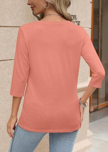 Bliwov 3pack Womens Spring Summer Tops V Neck 3/4 Sleeve Outfits فضفاضة ملائمة بلوزة ناعمة الأعمال غير الرسمية Tunic T Tunic T in Kuwait