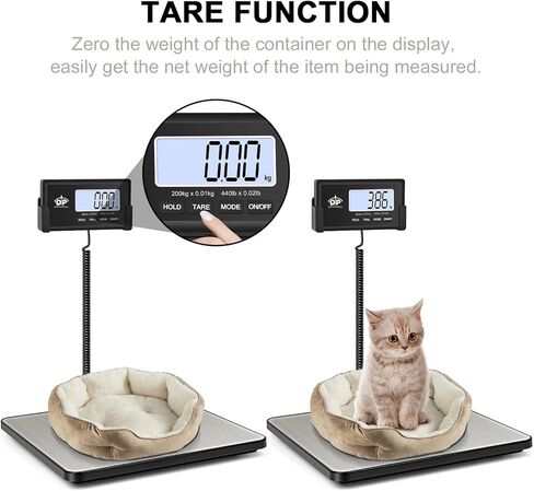 QP Shipping Scale, 440 lb/0.35 oz High Accuracy Digital Postal Scale, Postage Scale, Hold/Tare Function, Auto Off LCD Display, Lightweight Scale for Packages/Luggage/Pet, Battery & AC Adapter Included in Saudi Arabia