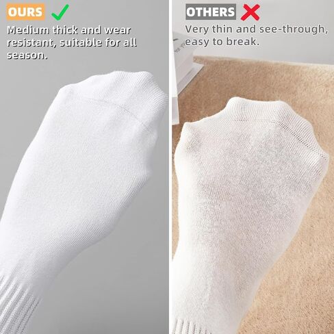 White Crew Socks for Women: 6 Pairs Cotton Casual Calf Socks in Kuwait
