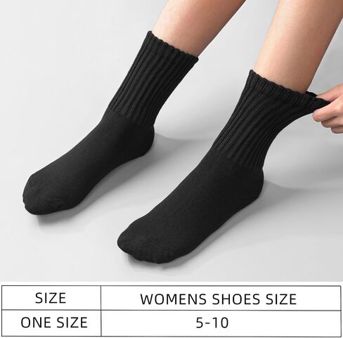 White Crew Socks for Women: 6 Pairs Cotton Casual Calf Socks in Kuwait