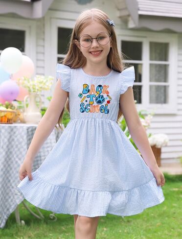 Imekis Toddler Kids Girls Bread to School Dress Sleeve Plaid Plaid Asserized Ristergarten 3-8T in Saudi Arabia