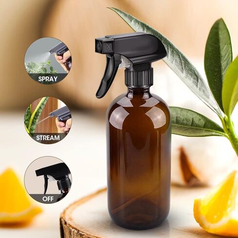 Wedama Amber Glass Spray Bottles, 16 oz Glass Spray Bottles for Cleaning Solutions and Essential Oils, Refillable Empty Spray Bottle with Adjustable Nozzles for Alcohol, Plant and Hair Care (1 Pack) in Kuwait