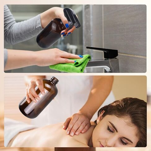 Wedama Amber Glass Spray Bottles, 16 oz Glass Spray Bottles for Cleaning Solutions and Essential Oils, Refillable Empty Spray Bottle with Adjustable Nozzles for Alcohol, Plant and Hair Care (1 Pack) in Kuwait