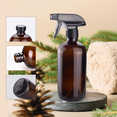 Wedama Amber Glass Spray Bottles, 16 oz Glass Spray Bottles for Cleaning Solutions and Essential Oils, Refillable Empty Spray Bottle with Adjustable Nozzles for Alcohol, Plant and Hair Care (1 Pack) in Kuwait