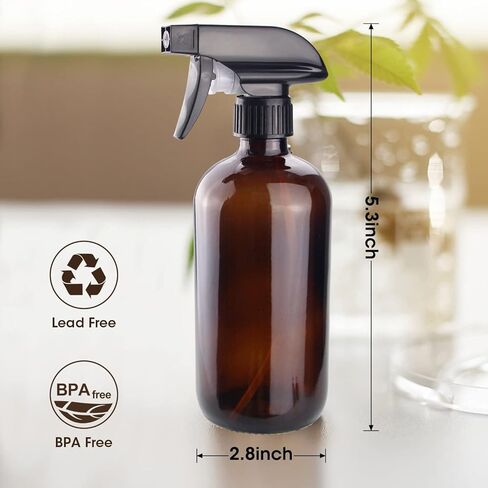 Wedama Amber Glass Spray Bottles, 16 oz Glass Spray Bottles for Cleaning Solutions and Essential Oils, Refillable Empty Spray Bottle with Adjustable Nozzles for Alcohol, Plant and Hair Care (1 Pack) in Kuwait