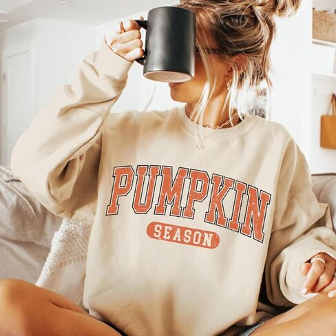 Fall Pumpkin Season Crewneck Sweatshirt Retro Halloween Sweatshirt Thanksgiving Gift in Kuwait