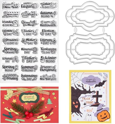 INFUNLY 3PCS Butterfly Stamp and Die Set Dragonfly Bee Transparent Silicone Stamp Frame Cutting Dies Flower Beetles Clear Stamp and Die Cuts Embossing Stencil for Card Making DIY Scrapbooking Album in Saudi Arabia