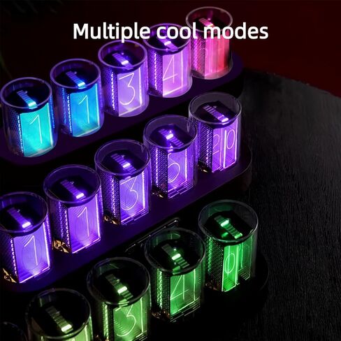 Adventurers Simulation Nixie Tube Clock, RGB Desk Clock, LED Tube Desk Clock with Imitation Wood Base & 24 Hour Clock, Suitable for Decorating Under Computer Monitor & on Bedside Table in Bedroom in Kuwait