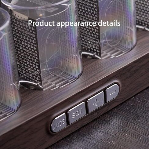Adventurers Simulation Nixie Tube Clock, RGB Desk Clock, LED Tube Desk Clock with Imitation Wood Base & 24 Hour Clock, Suitable for Decorating Under Computer Monitor & on Bedside Table in Bedroom in Kuwait