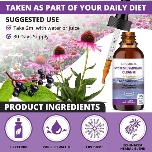 Lymphatic Drainage Drops | Lymphatic Drainage | Organic Lymphatic Drainage for Immune Support | Lymphatic Support Supplement | Vegan | Non-GMO | Gluten Free | 1 Fl Oz… in Saudi Arabia
