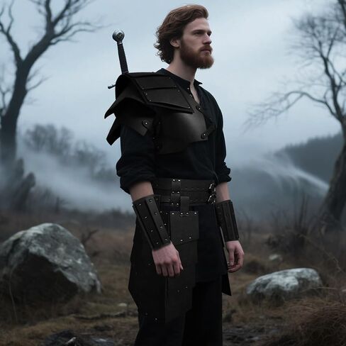 مجموعة دروع بولدرون الجلدية من العصور الوسطى ، 8 أجهزة كمبيوتر Viking Knight Ren Faire Renaissance Cosplay مجموعة درع الكتف in Kuwait