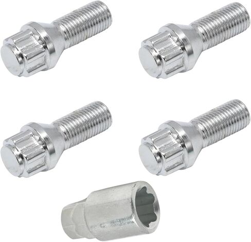 Car Taper Collar Silver Wheel Lock Wheel Bolt Set Rim Lock Anti-Theft Device M14 x 1.5 28 mm in Saudi Arabia