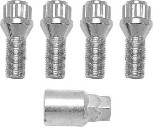 Car Taper Collar Silver Wheel Lock Wheel Bolt Set Rim Lock Anti-Theft Device M14 x 1.5 28 mm in Saudi Arabia