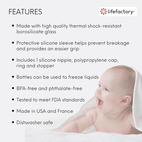 Lifefactory Glass Baby Bottles with Silicone Protection - 2-Pack, 9 Ounce Bottles, Grape & Kale in Kuwait