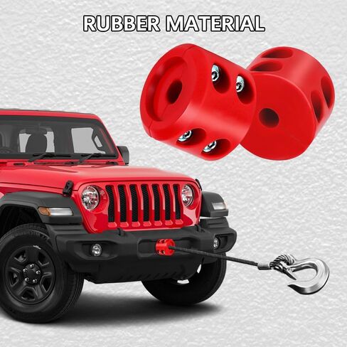 Winch Cable Hook Stopper for ATV UTV SUV ORV, Rubber Rope Line Saver, Bump Shock Saver Dampener with Stainless Steel Screw and Nut, Cable Saver Hook Stopper Prevent Bouncing Fraying (Red) in Saudi Arabia