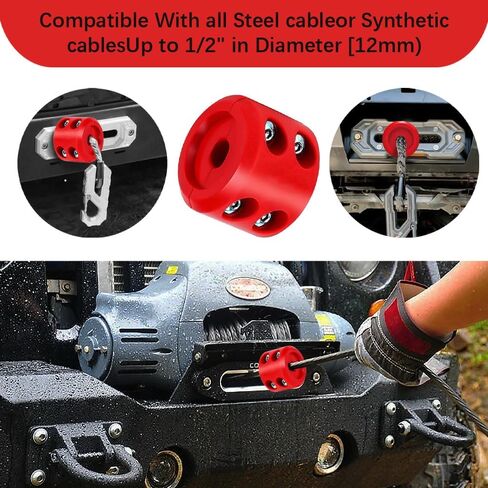 Winch Cable Hook Stopper for ATV UTV SUV ORV, Rubber Rope Line Saver, Bump Shock Saver Dampener with Stainless Steel Screw and Nut, Cable Saver Hook Stopper Prevent Bouncing Fraying (Red) in Saudi Arabia