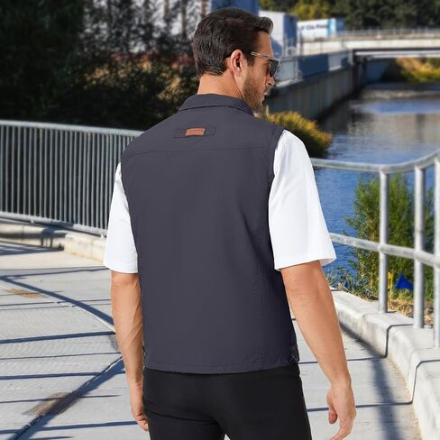 KIWI RATA Mens Casual Lightweight Outdoor Vest Summer Fishing Safari Travel Outerwear Vests Cargo Utility Jacket in Kuwait