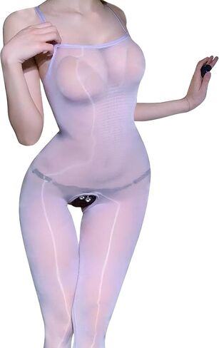 Body Stockings for Women Sexy Sheer Catsuit Glossy Lingerie Bodystocking Nylon Halter Full Body Stockings in Kuwait
