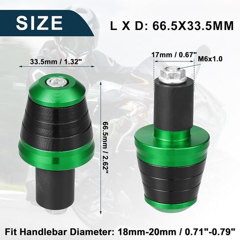 دراجة نارية مقود المقود End Plug Alumoinum alloy 18mm-20mm 0.71 "-0.79" 33.5mm OD Former | المقبض الأمامي شريط قبضة Cap Gear توازن التوصيل الأخضر 1 زوج in Kuwait