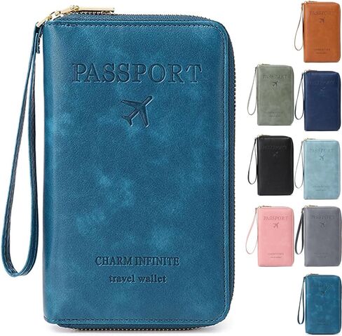 Summer Simple Plain Passport Cases Back To School, Charm Infinite Travel Wallet, RFID Blocking Card Holder(Sky Blue) in Saudi Arabia