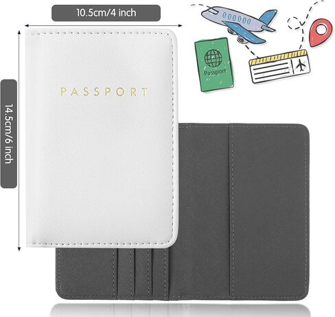 12 PCS Passport Holder Cover Cover Waterproof Leather Travel Wallet Case for Women Men Family (Black ، White) in Kuwait