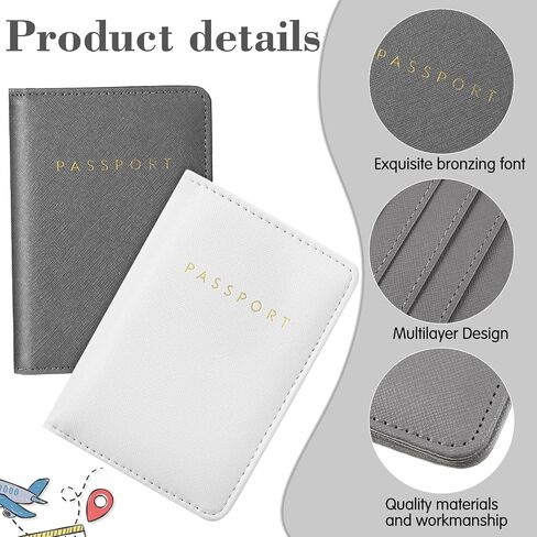 12 PCS Passport Holder Cover Cover Waterproof Leather Travel Wallet Case for Women Men Family (Black ، White) in Kuwait
