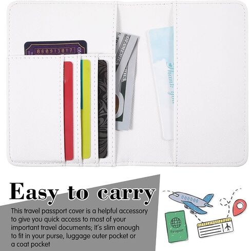 12 PCS Passport Holder Cover Cover Waterproof Leather Travel Wallet Case for Women Men Family (Black ، White) in Kuwait