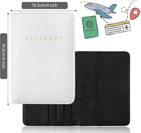 12 PCS Passport Holder Cover Cover Waterproof Leather Travel Wallet Case for Women Men Family (Black ، White) in Kuwait