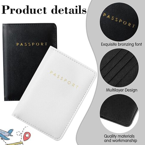 12 PCS Passport Holder Cover Cover Waterproof Leather Travel Wallet Case for Women Men Family (Black ، White) in Kuwait