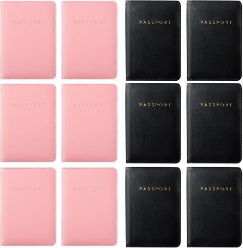 12 Pcs Passport Holder Cover Waterproof Leather Travel Wallet Passport Case for Women Men Family(Black, White) in Saudi Arabia